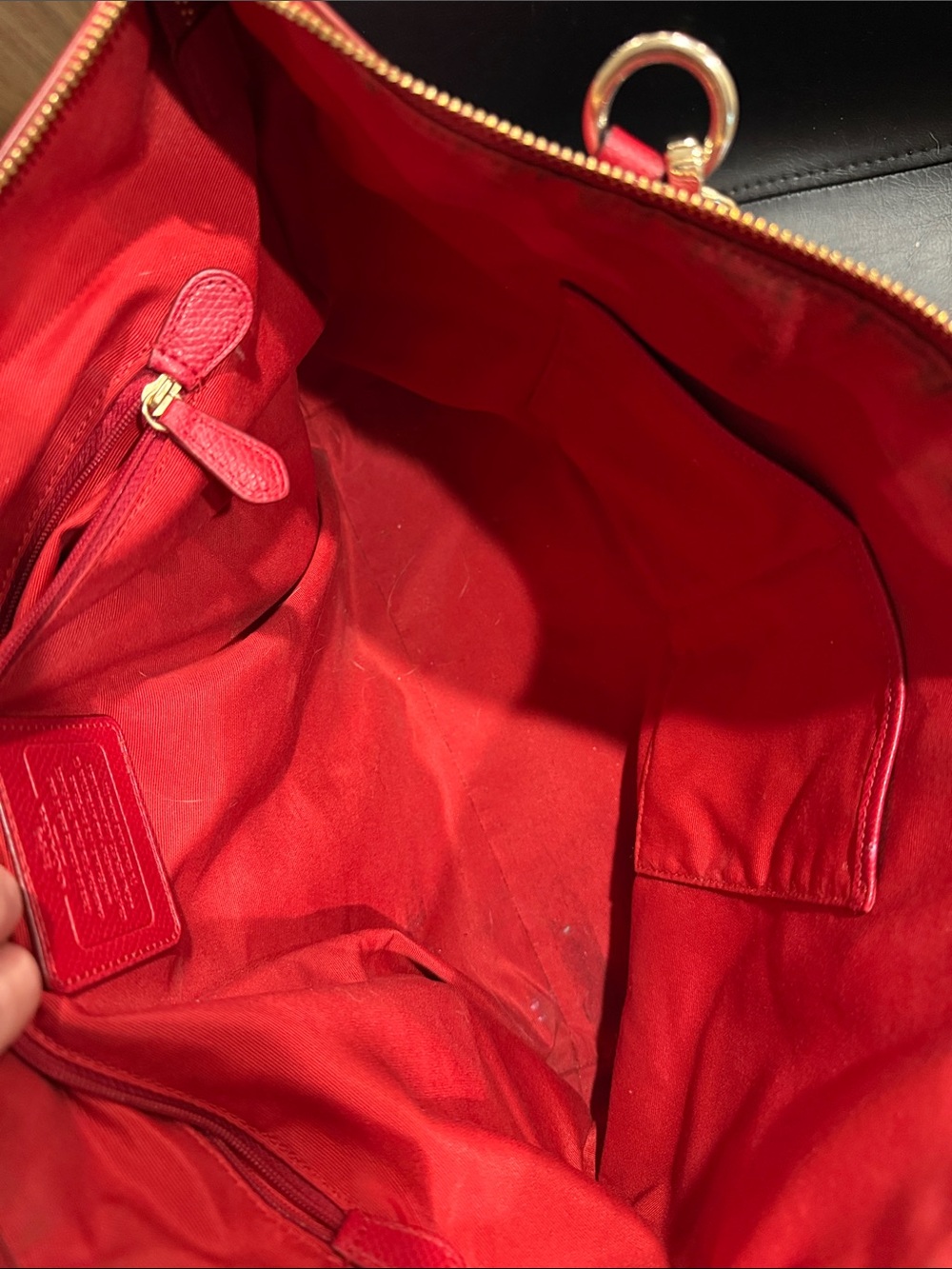 Coach Red Leather Tote with Gold Accents - Picture 8 of 12